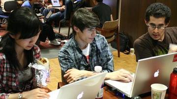 Students on their laptops 