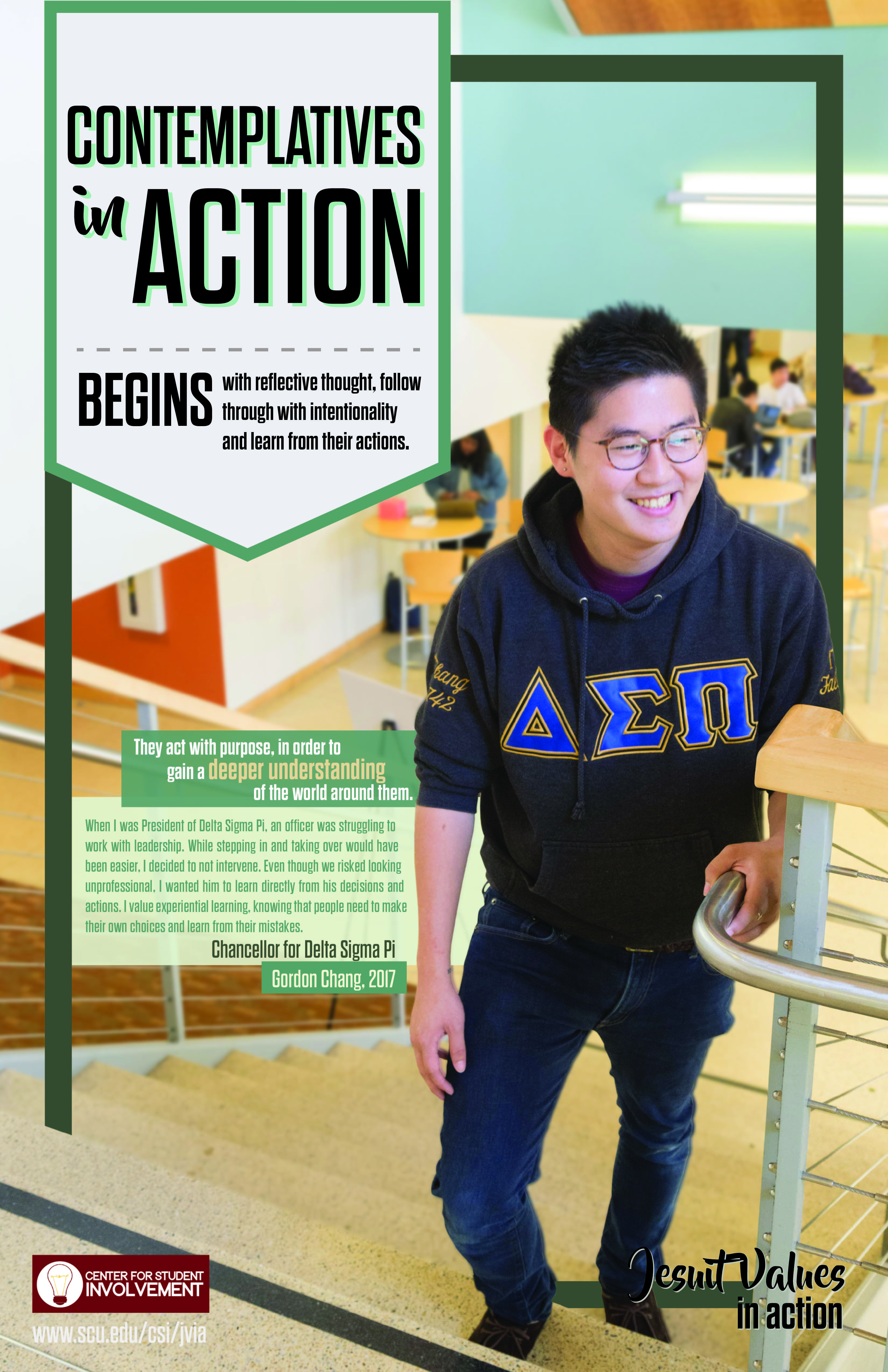 Contemplatives in Action book cover with a person wearing a hoodie and headphones.