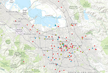 Map titled 'drescher religion map' showing various religious sites marked by symbols.
