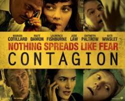 Contagion movie poster with several distressed faces and the text 'Nothing spreads like fear'.