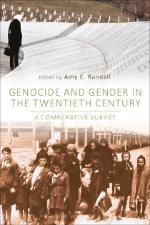 

Genocide and Gender book cover showing historic photograph and snow-laden landscape with footprints.