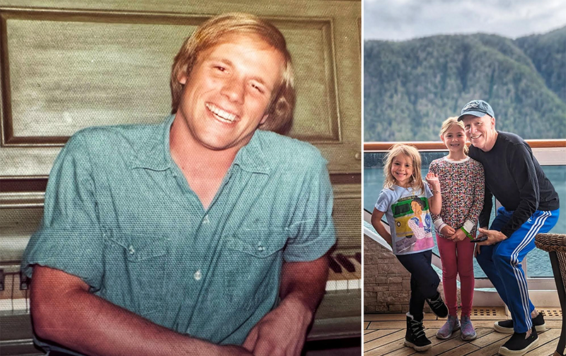 Then and Now. Left: David Scott in 1976. Right: David with his granddaughters in 2023.