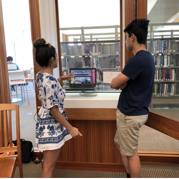 Sophia Bernal discussing her project