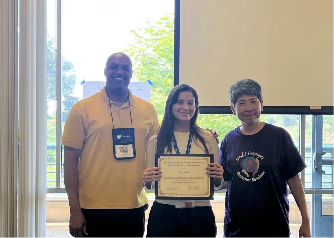 Emily Garcia receiving her award