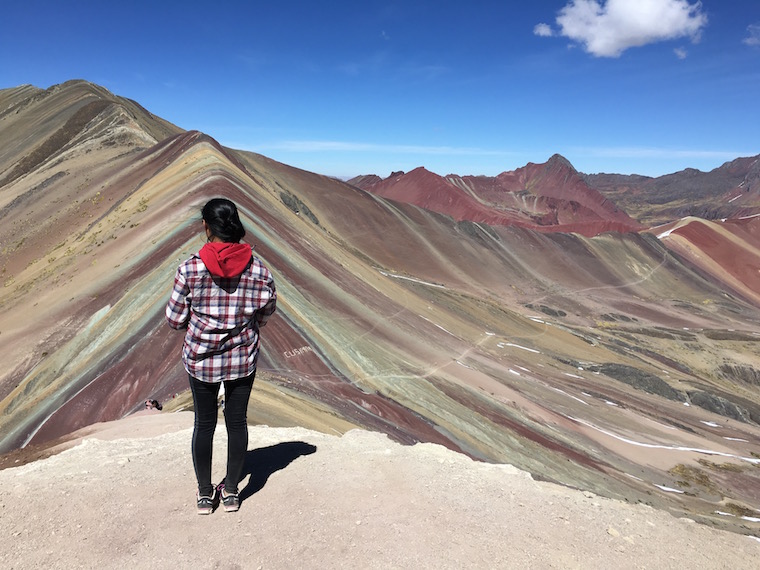 Athena after she hiked on Rainbow Mountain.