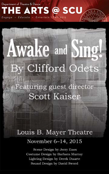 Awake and Sing! poster with information about the play showing at the Arts and Rec in 2023.