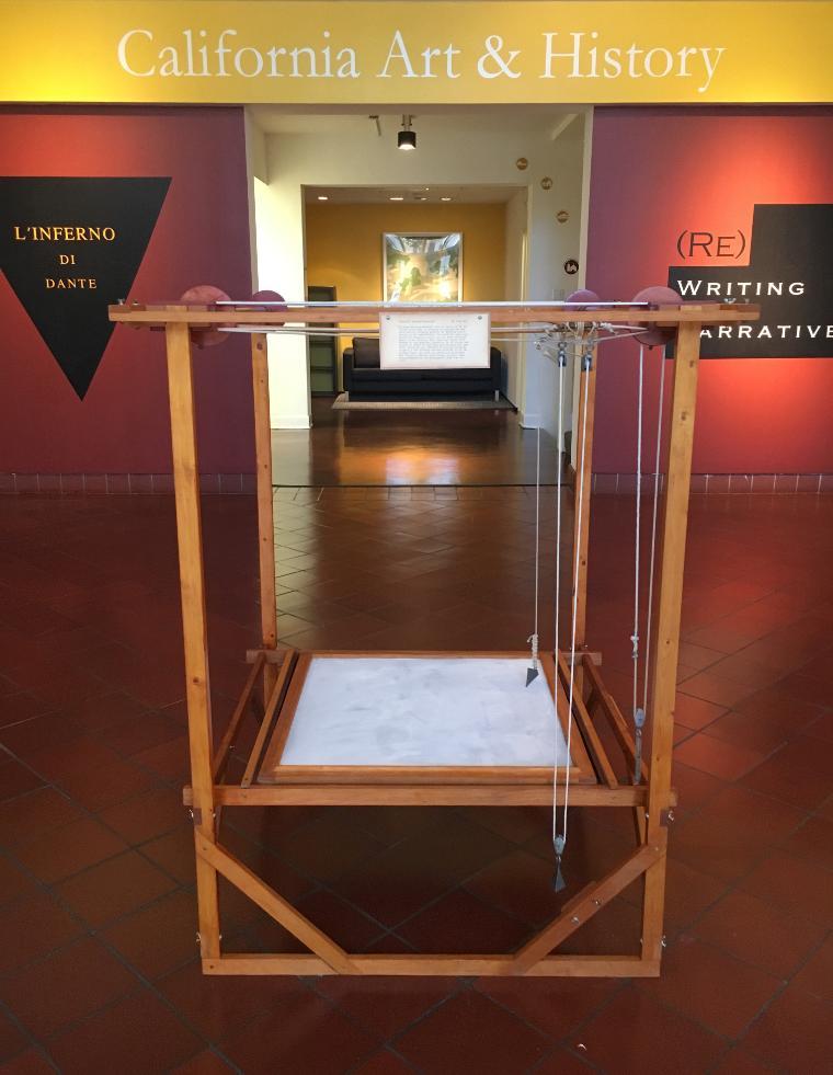 Wooden structure installed in the foyer of the museum