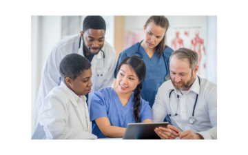 Doctors and nurses working on ethical issues within Healthcare. By Getty Images Signature via Canva.