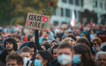 Free Palestine Demonstration. Protester holds a 