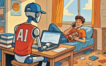 AI, student, school, college, homework, LLM, chatbot, chatgpt,, cheating, youth, assignment, essay. Generated with AI by ZeNpUsS via Adobe Stock.