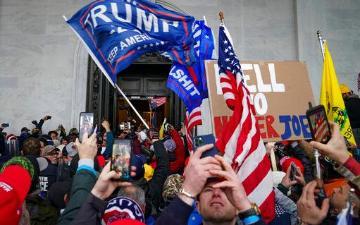 Protestors at the January 6 2021 insurrection at the US Capitol