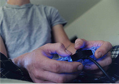 man playing a video game