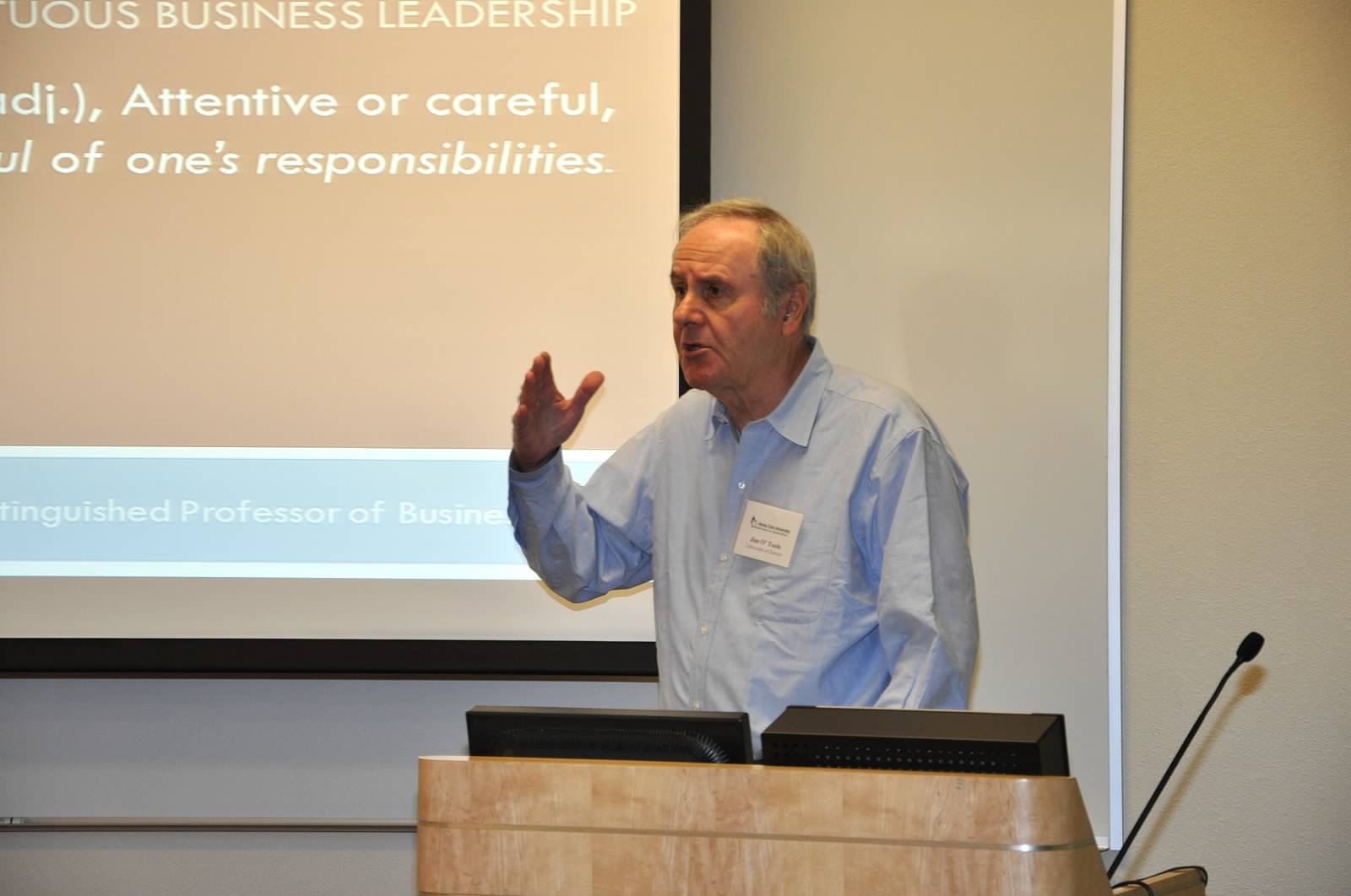 A man presenting a workshop titled mindfulManagers.
