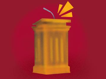 A speech podium. 