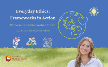 Making Ethical Choices: A Student Guide to Ethical Lenses. Blue sky, green grass, flowers and smiling woman with long blonde hair.. 