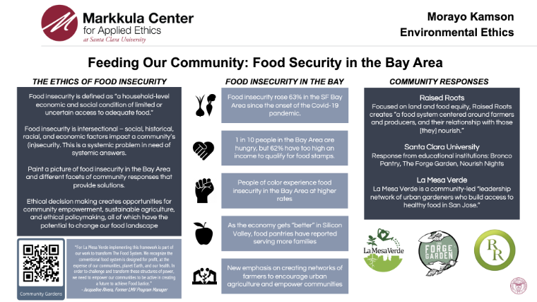 Morayo Kamson’s slide talking about food security in the Bay Area. 