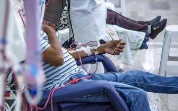 Hemodialysis equipment and treatment administered to kidney patient. Photo by mailsonpignata via Adobe Stock.