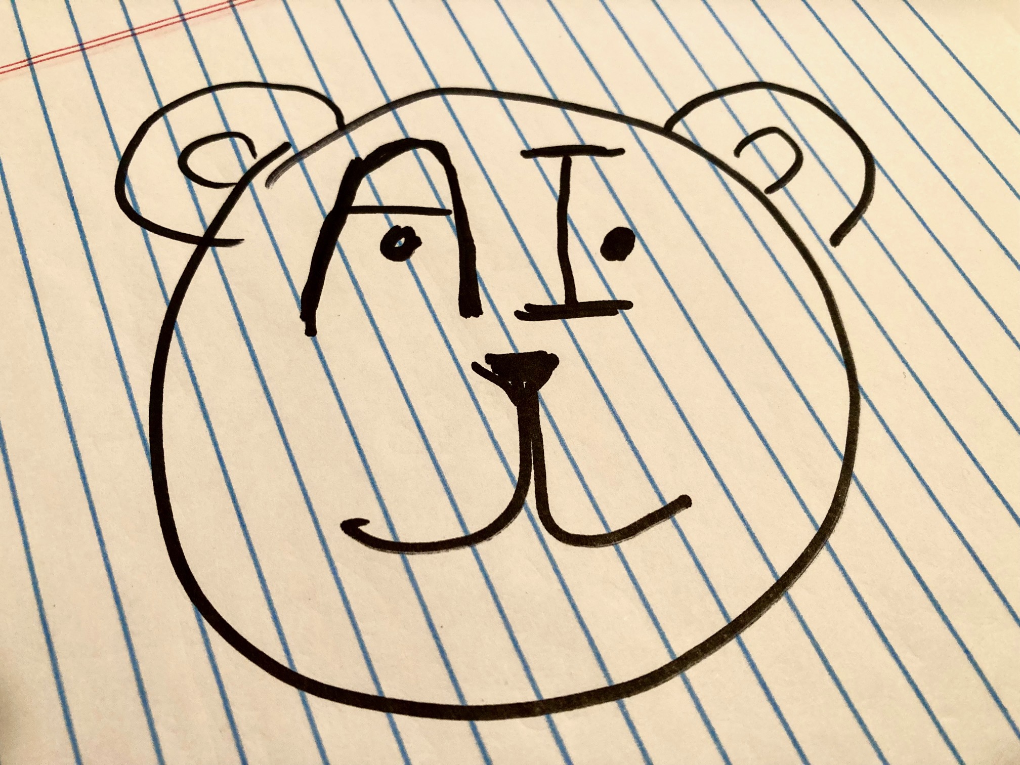 drawing of teddy bear with letters A.I. on it