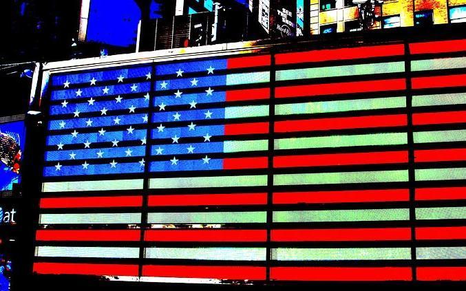 Electronic Display featuring the flag of the United States of America. 