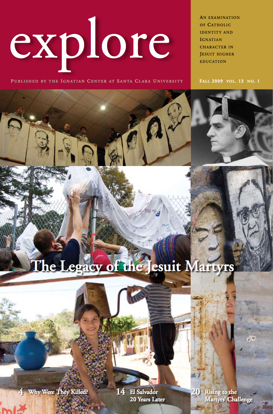 Magazine cover titled explore with various images of people and activities.