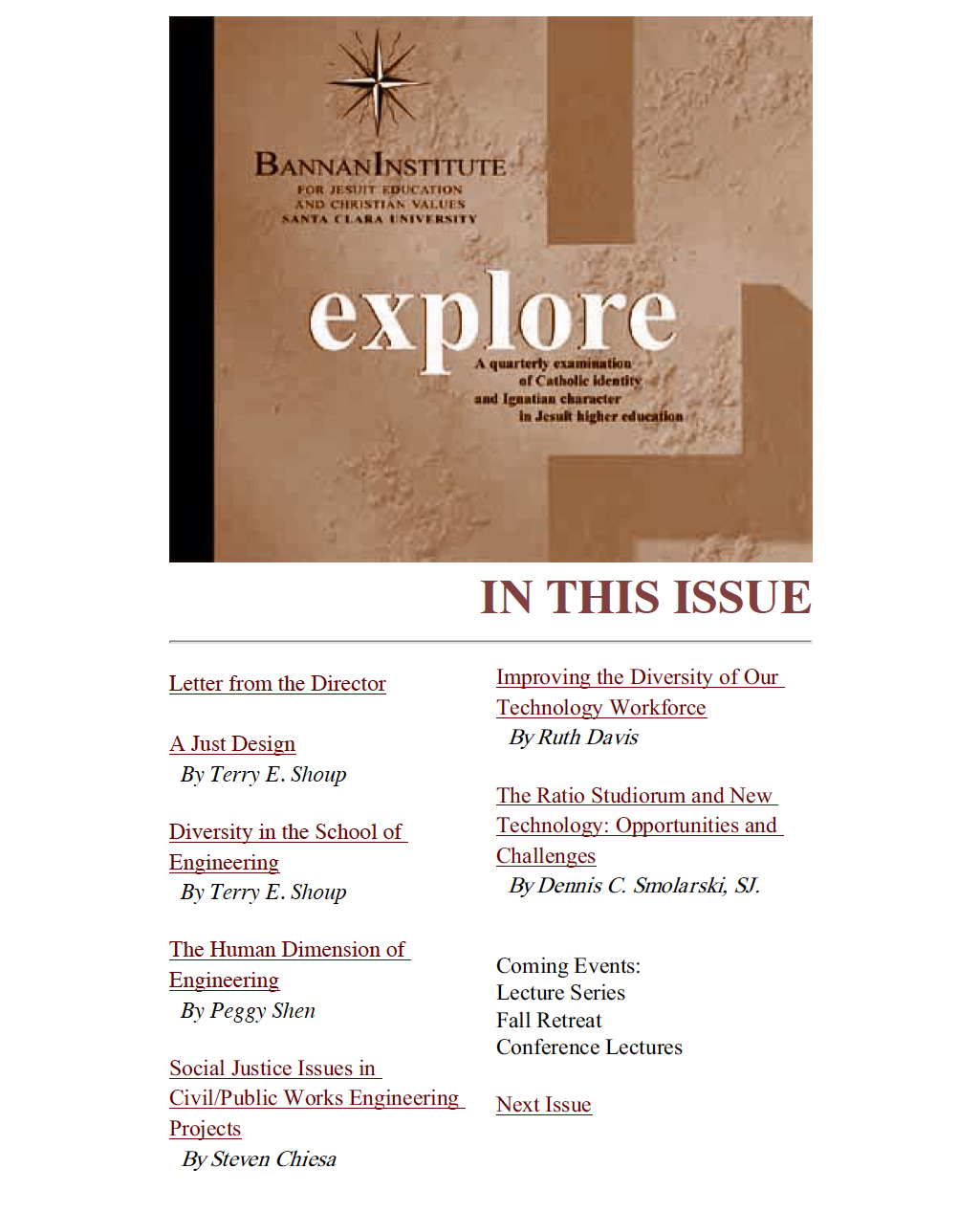 Explore Fall 2000 events flyer with dates and event details.