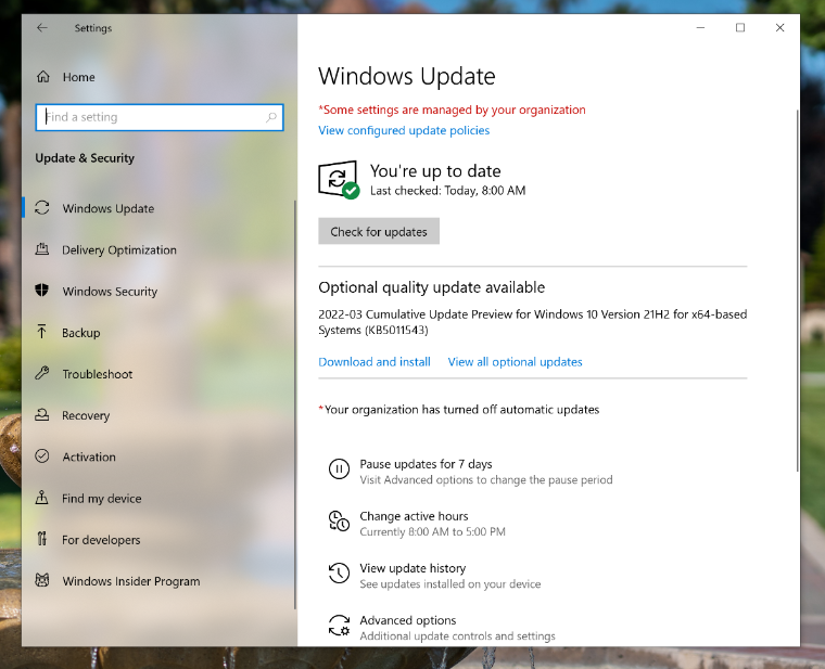 An image of the Windows 10 Update & Security page with a red arrow pointing to the Backup option on the left hand side.