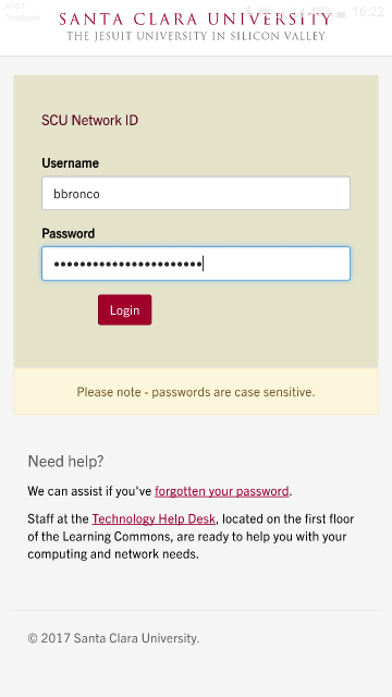 Screenshot SSO login on Android