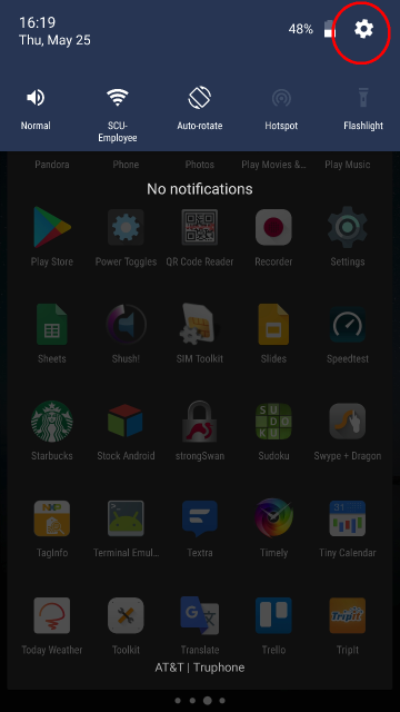Where to find Settings on AndroidN