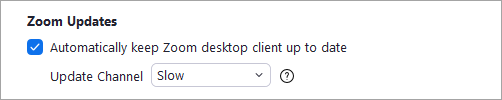 Zoom update with 'Automatically keep Zoom desktop client up to date' option selected.