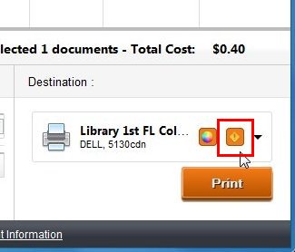 Screenshot showing a print center interface with an 'incompatible' cartridge message.