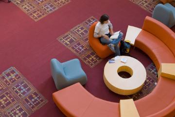 SCU Library carrel on garden level 