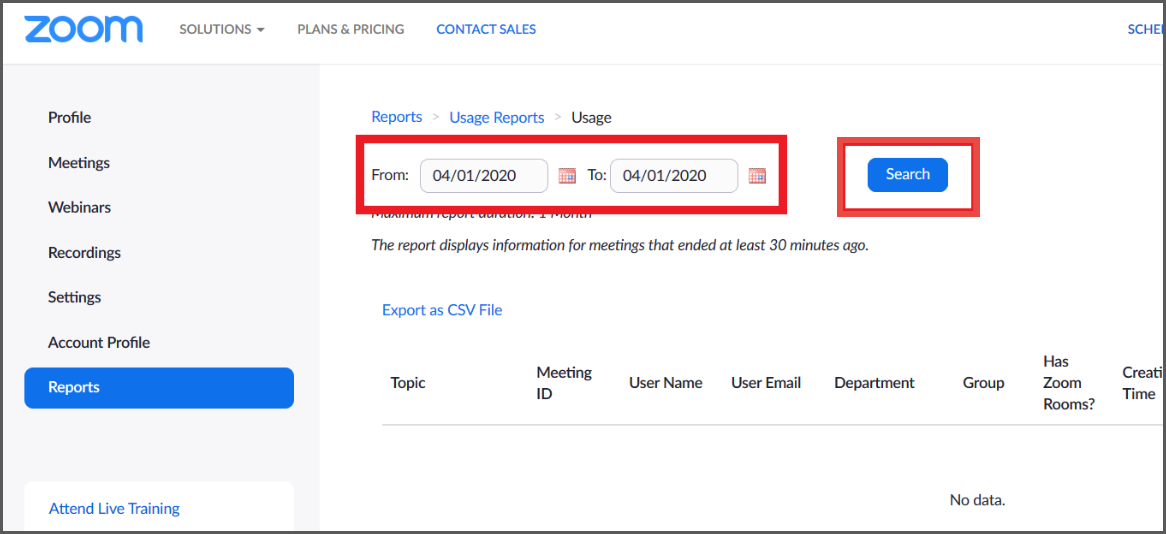 Website attendance report 03 page showing date and filter options.