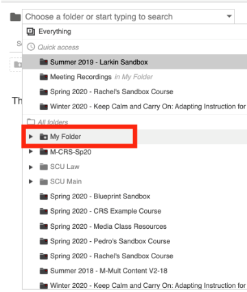 choose a folder in Class Recordings