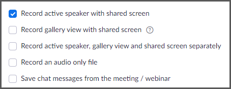 Setting - speaker or screen window with options for visual and hearing presentation.