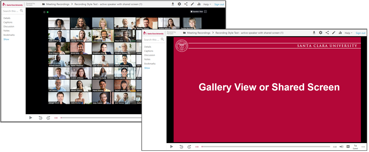 Screenshot of gallery view during a video call with shared text Here are some Team Items.