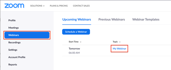 Figure 1. Webinar Settings shows a settings page for managing webinars.