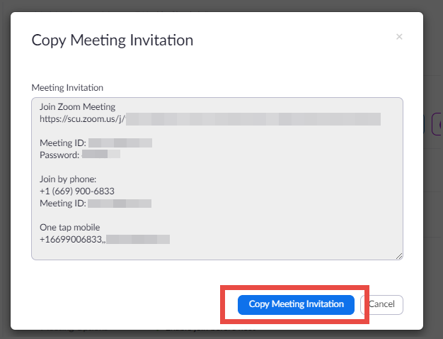 Web page showing steps to copy an invitation link with a highlighted Copy Invitation button.