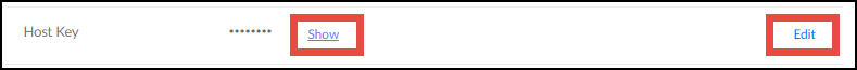 Host Key highlighted by red rectangles in a user interface.