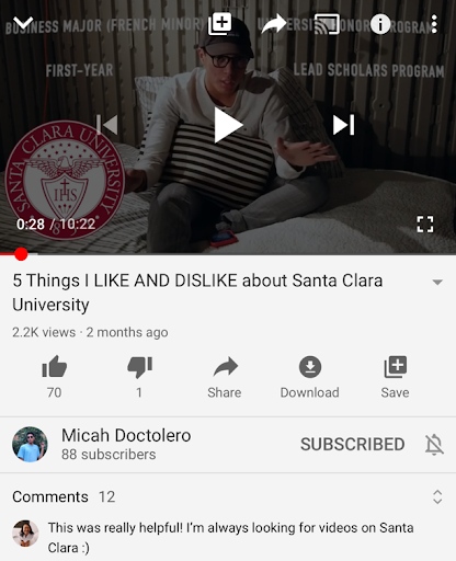 YouTube video titled '3 things it’s OKAY to be AFRAID about during labor', showing likes and comments.