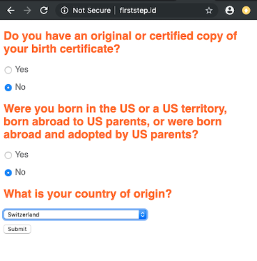 FirstStep.ID web page