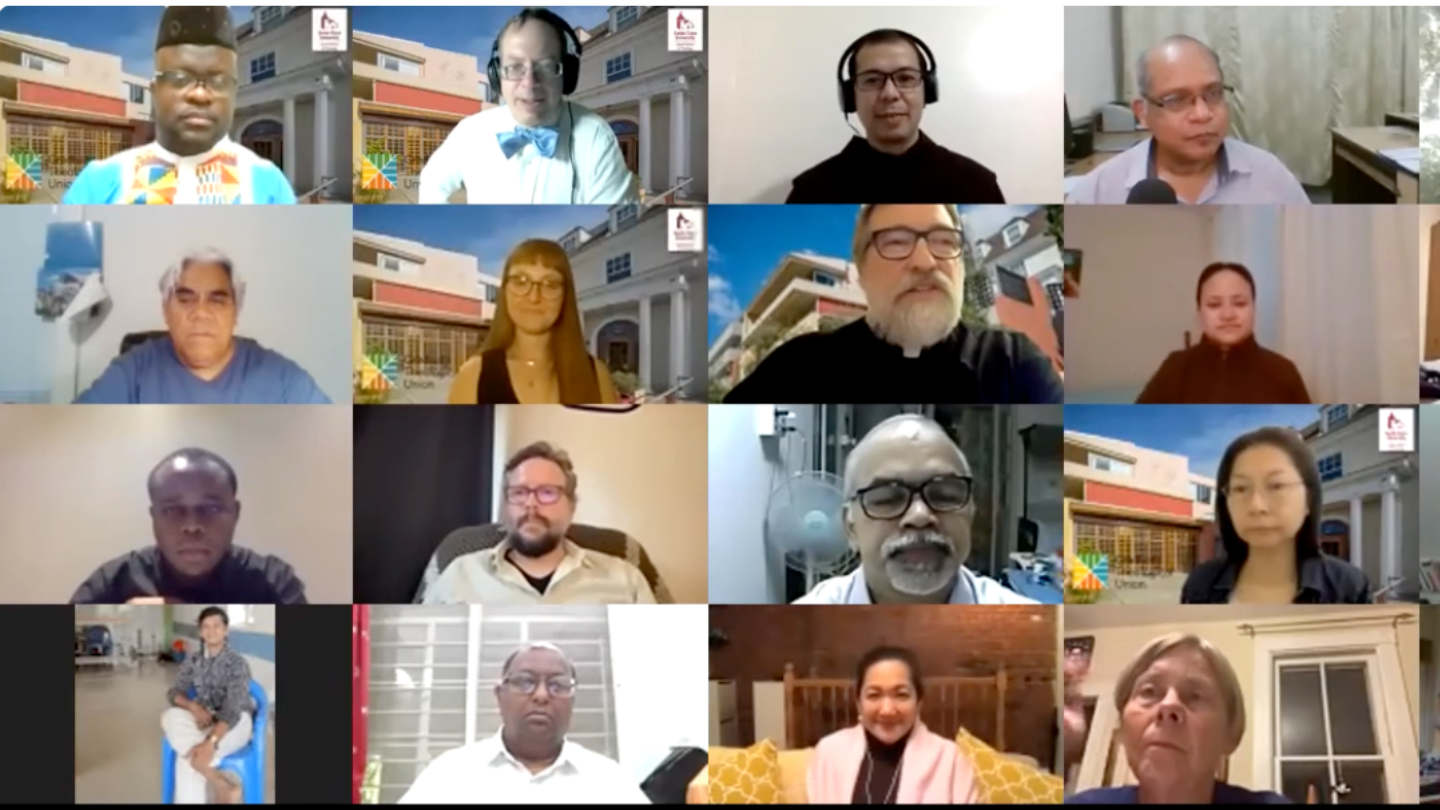 Faces of participants in a Zoom call for the 2021 GTI Online Graduate Research Symposium 