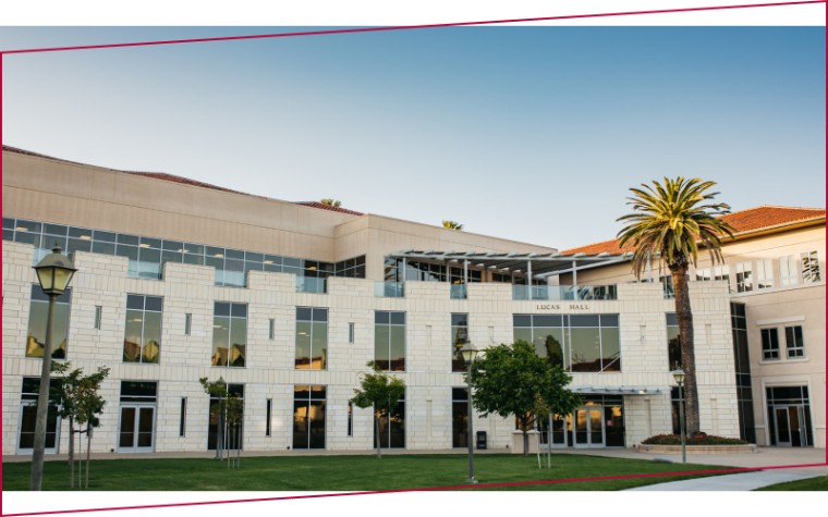 Lucas Hall, home to the Leavey School of Business at Santa Clara University, provides space for top ranked MBA and MS degrees in Silicon Valley