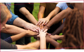 Hands together for a team huddle