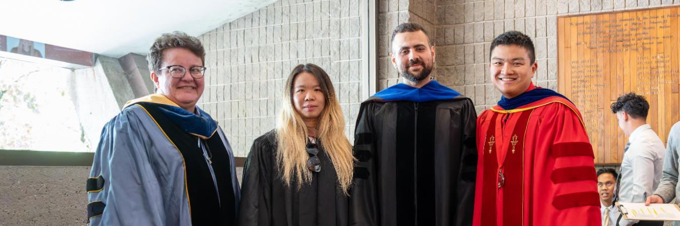 Leavey School of Business faculty in graduation regalia