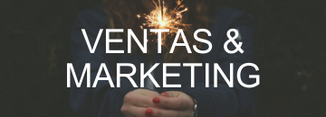 VENTAS & MARKETING text with a sparkler in the background.