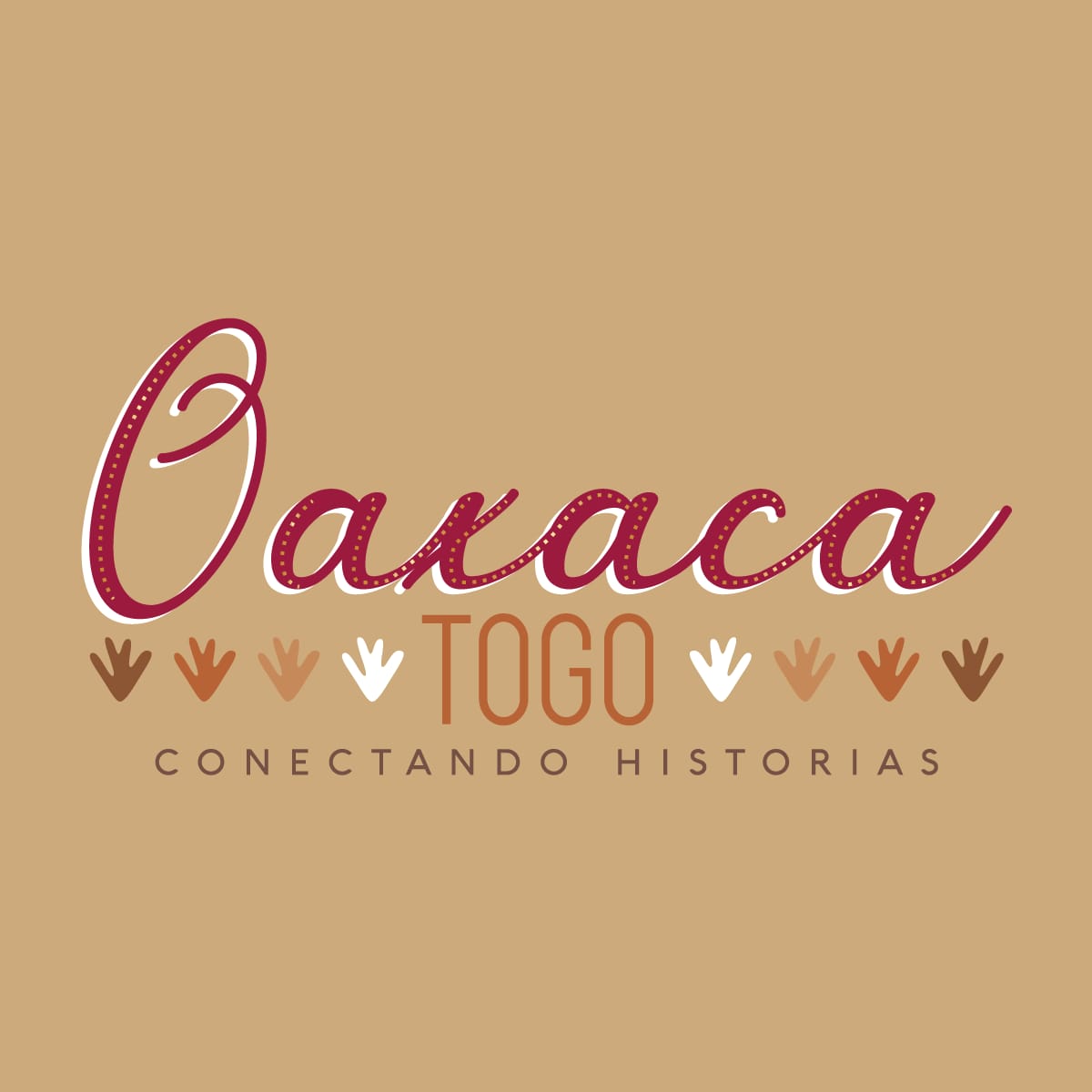 The word Oaxaca is in red cursive with little white dots accenting the curves. It sits above the words ToGo | Conectando Historias 