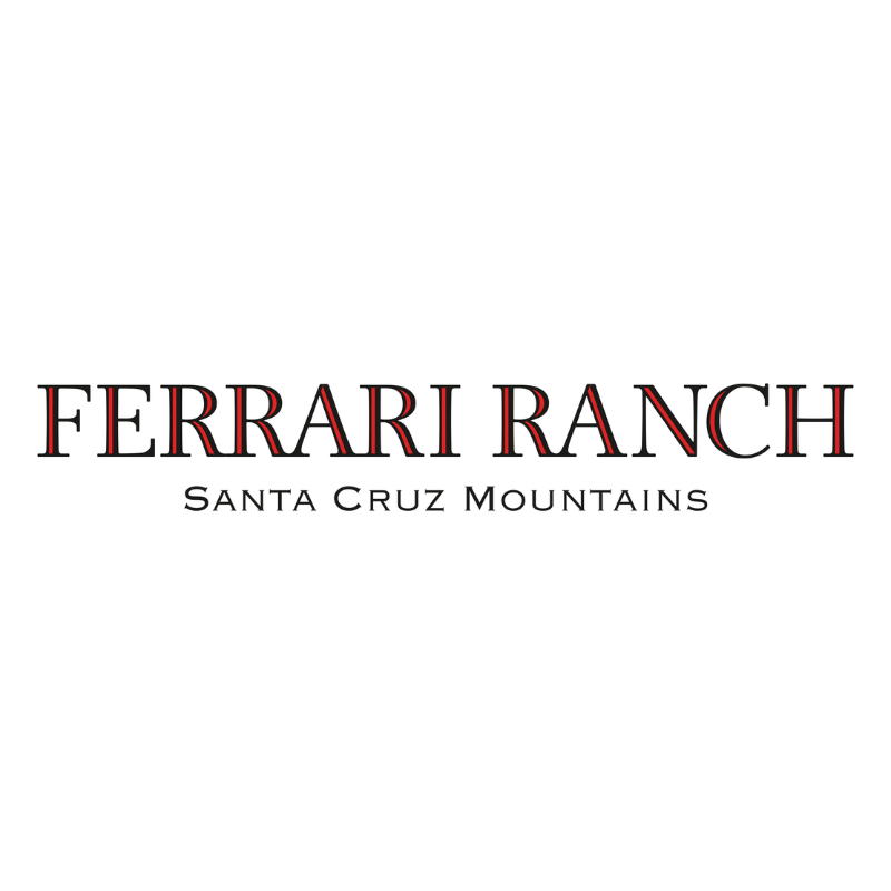 The words Ferrari Ranch are in red and black above the words Santa Cruz Mountains 