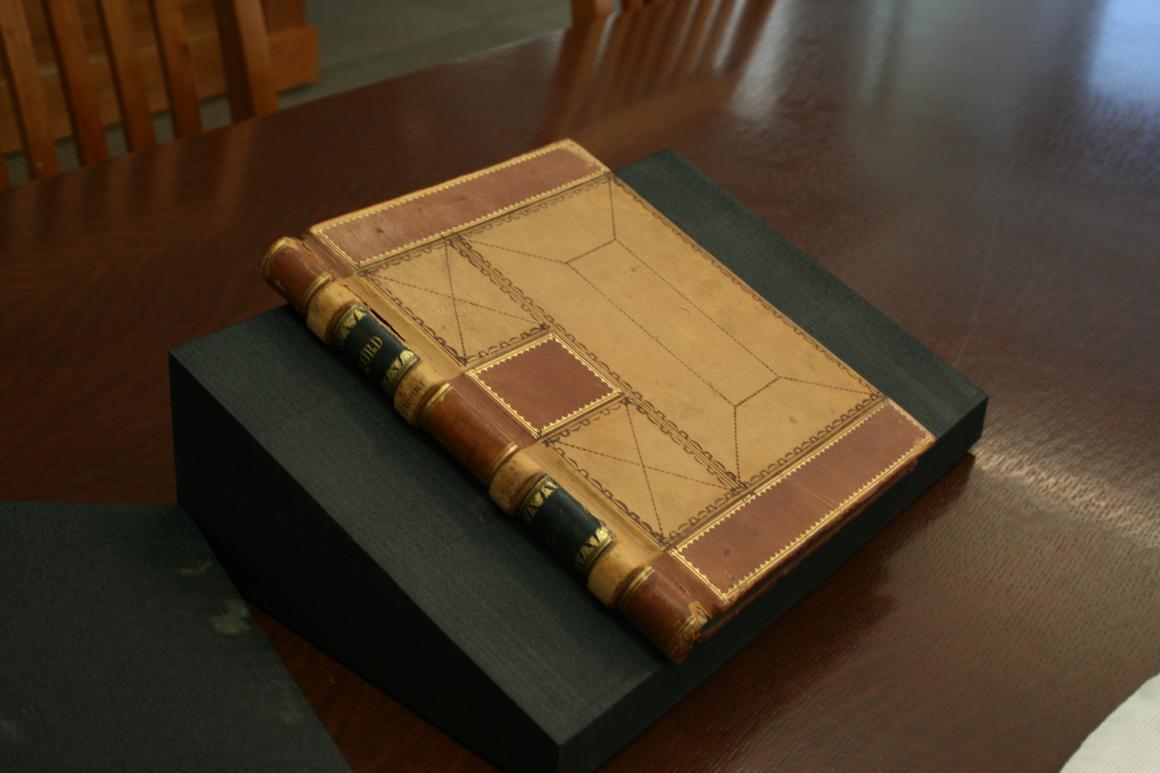 A large book titled Constitution on the cover, placed on a table.