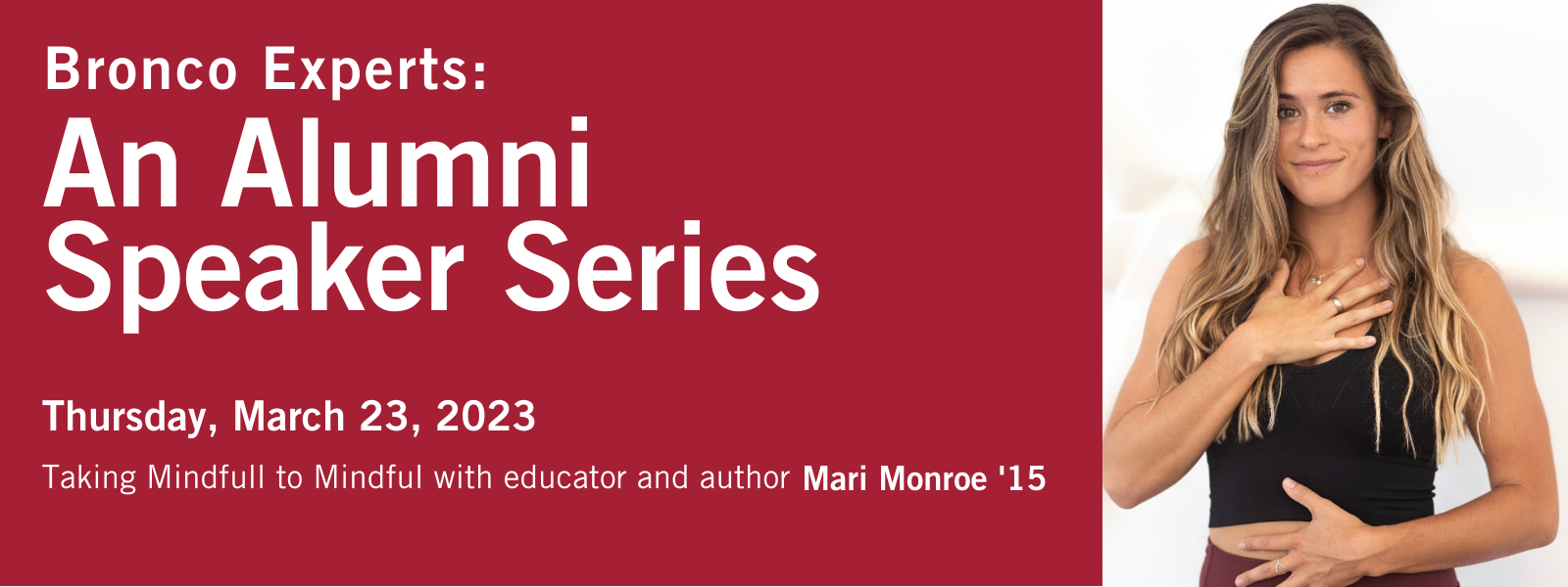 A flyer which has the text An alumni speaker series 