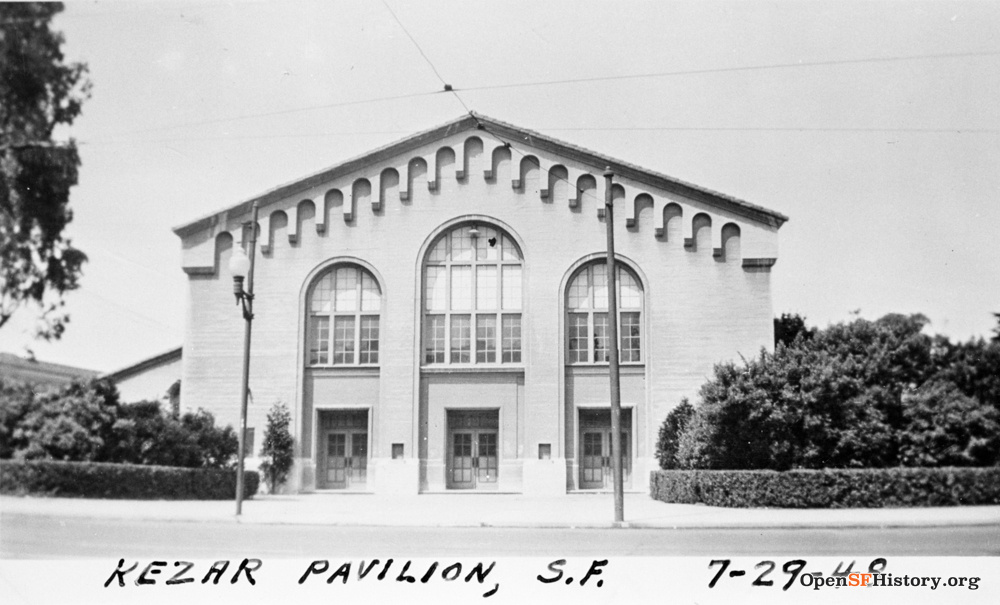 Building with the label Kezar Pavilion, S.F. 7-29-48 from OpenSFHistory.org